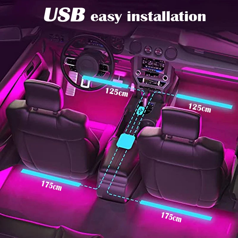Tira LED RGB para Coche con Control por App y Bluetooth