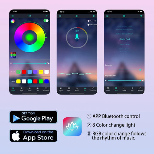Tira LED RGB para Coche con Control por App y Bluetooth